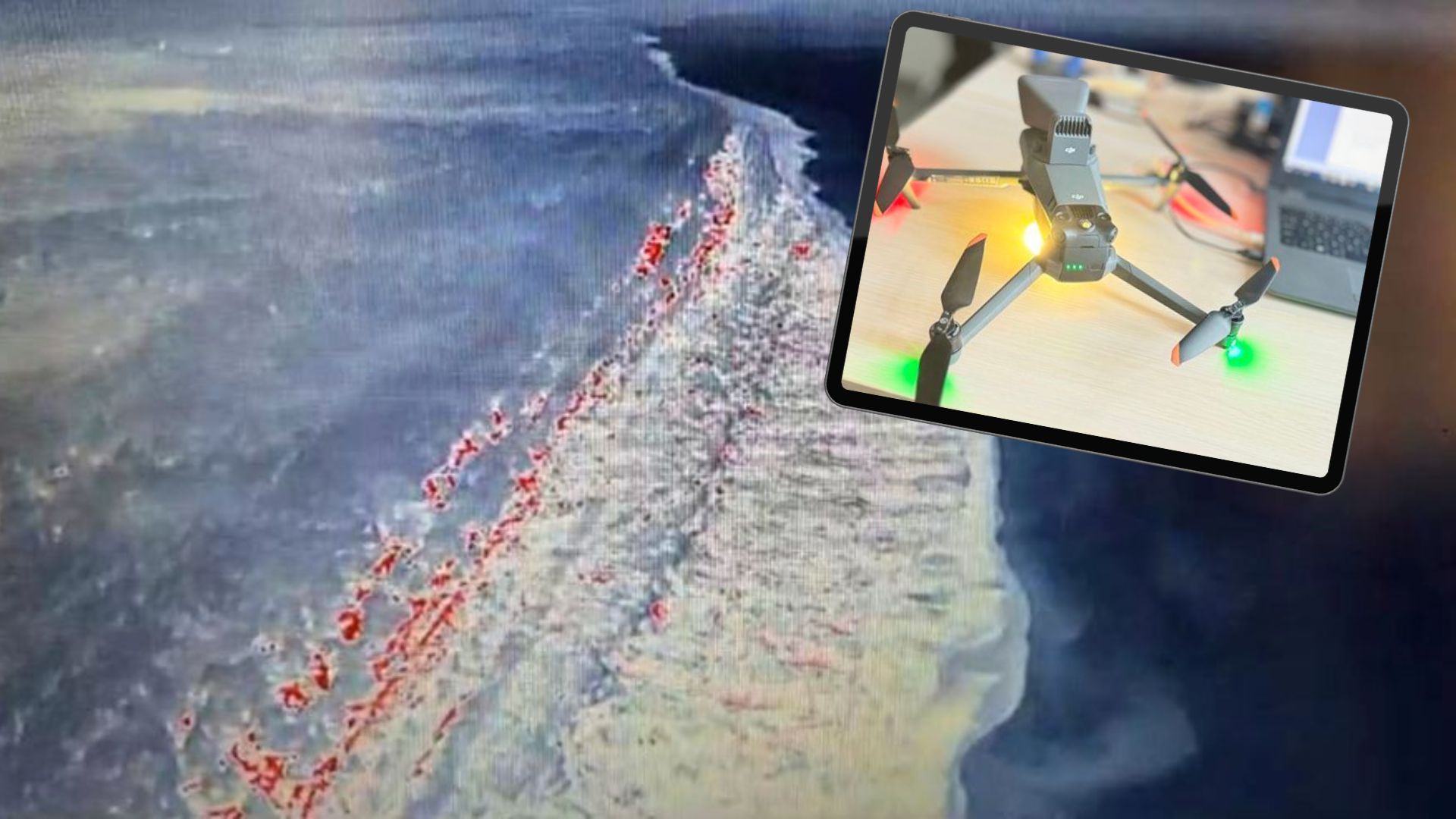 Policyjny dron znalazł chłopca, kóry zaginął przy plażży / Fot. Pomorska Policja | Gazeta Morska